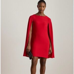 Ralph Lauren Red Cape-Sleeve Mini Dress